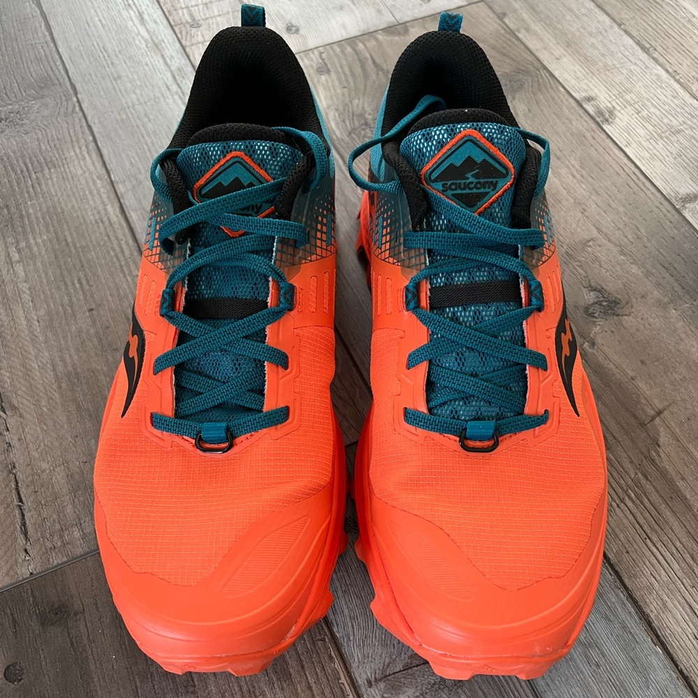 Saucany Mens Peregrine 10 Orange/Blue Trail Running Shoes